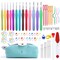 77 Pieces Crochet Hook Set, Aluminum Ergonomic Crochet Hooks with Knitting Needles, Large Eye Blunt Needles, Colorful Crochet Needles, Plastic Stitch Markers, and Case